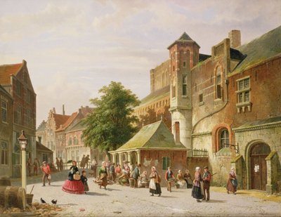 Eine Straßenszene in Amsterdam von Adrianus Eversen